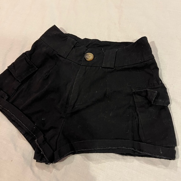 shein utility cargo shorts dual pocket black flap pocket women's small - Picture 5 of 7